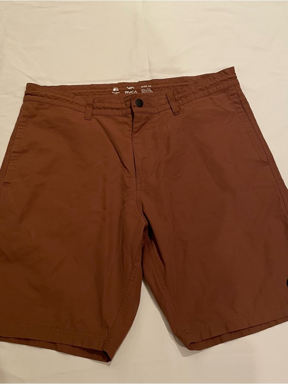 RVCA Men's Rust Brown Flat Front Chino Shorts